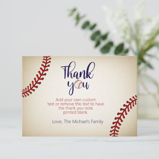 Baseball Hartelijk dank Bedankkaart (Staand voorkant)
