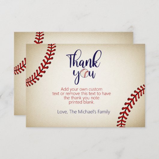 Baseball Hartelijk dank Bedankkaart (Voorkant / Achterkant)