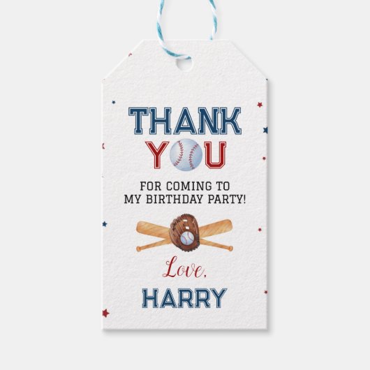 Baseball Hartelijk dank Label Birthday Baby shower Cadeaulabel (Voorkant)