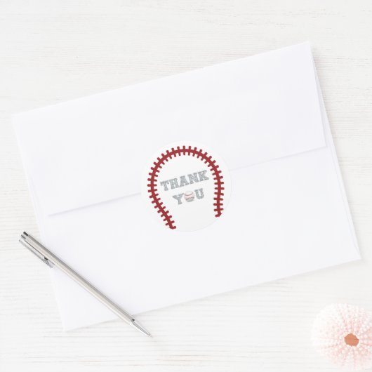 Baseball Hartelijk dank Ronde Sticker (Envelop)