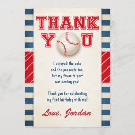 Baseball Hartelijk dank voor Baseball Birthday Boy Bedankkaart