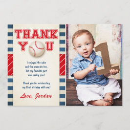 Baseball Hartelijk dank voor Baseball Birthday Boy Bedankkaart