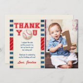 Baseball Hartelijk dank voor Baseball Birthday Boy Bedankkaart (Voorkant / Achterkant)