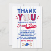 Baseball Hartelijk dank voor de Baseball 1e verjaa Bedankkaart (Voorkant)