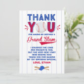 Baseball Hartelijk dank voor de Baseball 1e verjaa Bedankkaart (Staand voorkant)