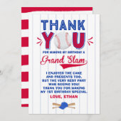 Baseball Hartelijk dank voor de Baseball 1e verjaa Bedankkaart (Voorkant / Achterkant)