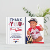 Baseball Hartelijk dank voor de Baseball 1e verjaa Bedankkaart (Staand voorkant)