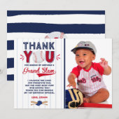 Baseball Hartelijk dank voor de Baseball 1e verjaa Bedankkaart (Voorkant / Achterkant)