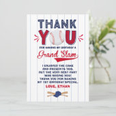 Baseball Hartelijk dank voor de Baseball 1e verjaa Bedankkaart (Staand voorkant)