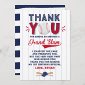 Baseball Hartelijk dank voor de Baseball 1e verjaa Bedankkaart (Voorkant / Achterkant)