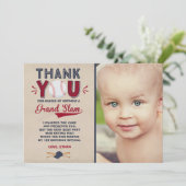 Baseball Hartelijk dank voor de Baseball 1e verjaa Bedankkaart (Staand voorkant)