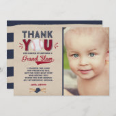 Baseball Hartelijk dank voor de Baseball 1e verjaa Bedankkaart (Voorkant / Achterkant)