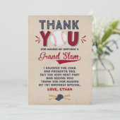 Baseball Hartelijk dank voor de Baseball 1e verjaa Bedankkaart (Staand voorkant)