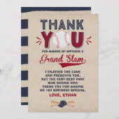 Baseball Hartelijk dank voor de Baseball 1e verjaa Bedankkaart (Voorkant / Achterkant)