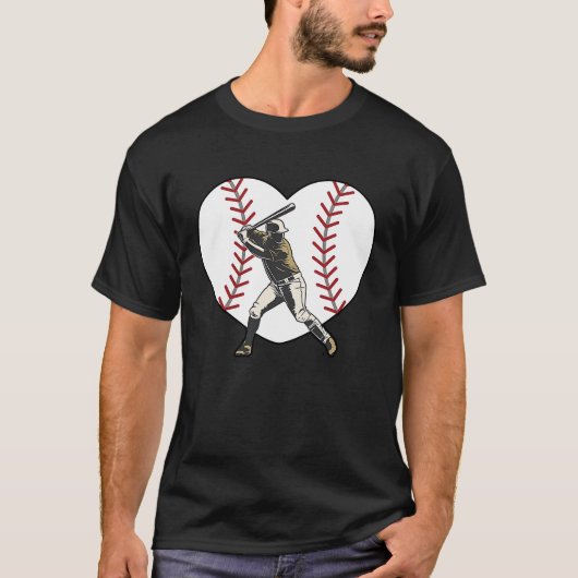 Baseball Heart Batter Hitter Baseball Player Fan C T-shirt (Voorkant)