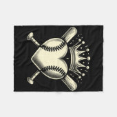 Baseball Heart Crown Baseball Premium Fleece Deken (Voorkant (Horizontaal))