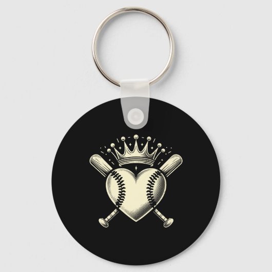 Baseball Heart Crown Baseball Premium Sleutelhanger (Voorkant)