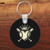 Baseball Heart Crown Baseball Premium Sleutelhanger (Voorkant)