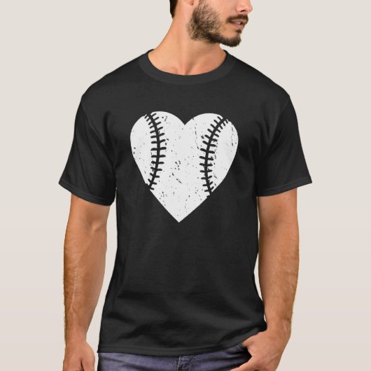 Baseball Heart Distress Baseball T-shirt (Voorkant)