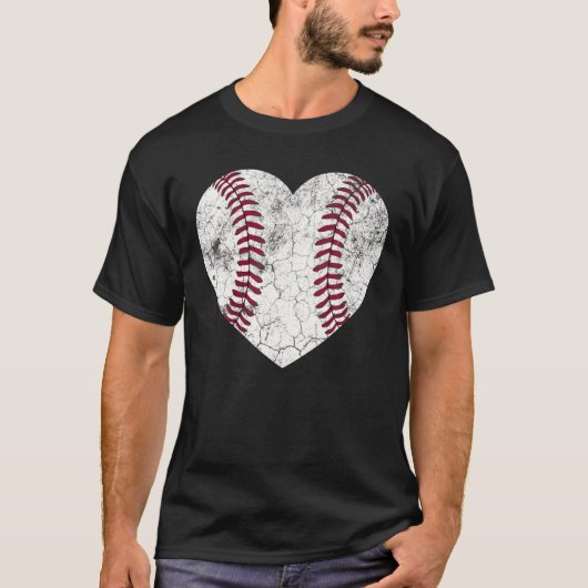 Baseball Heart Fun Mam Pap Mannen Softball Wife T-shirt (Voorkant)
