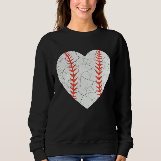 Baseball Heart Love Valentines Day Sport Player Co Trui (Voorkant)