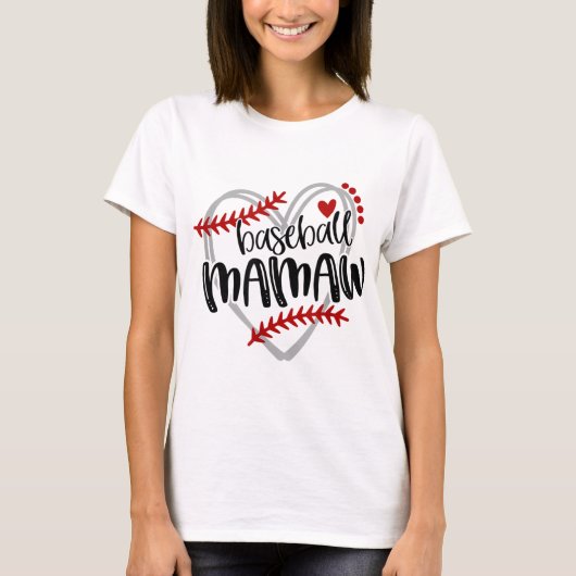 Baseball Heart MAMAW Grandma Trendy T-shirt (Voorkant)