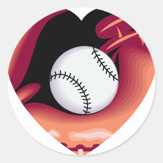 Baseball Heart Ronde Sticker (Voorkant)