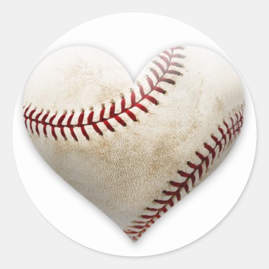 Baseball Heart Ronde Sticker (Voorkant)