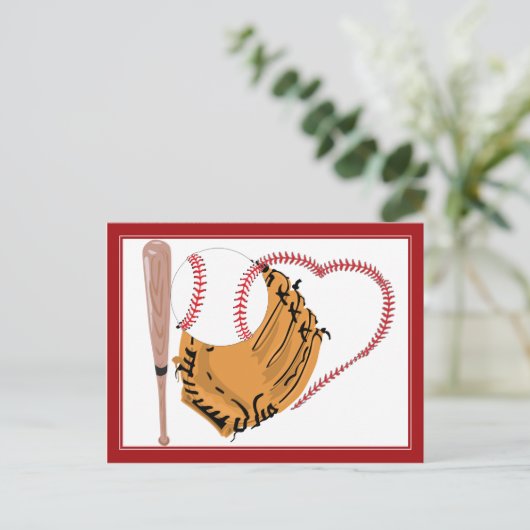 Baseball Heart & Text Briefkaart (Staand voorkant)