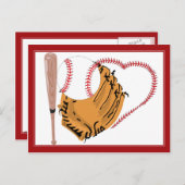 Baseball Heart & Text Briefkaart (Voorkant / Achterkant)