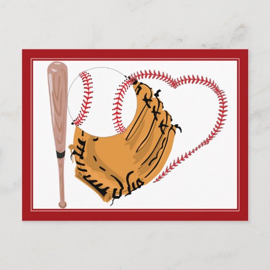 Baseball Heart & Text Briefkaart (Voorkant)