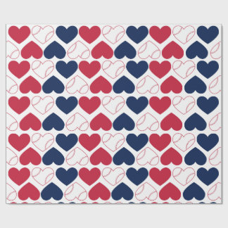 Baseball Heart Wrapping Paper Cadeaupapier