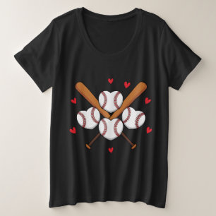 Baseball Hearts en Bats Illustratie Grote Maat T-shirt