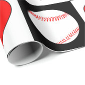 Baseball & Hearts Pattern Baseball Player Sports Cadeaupapier (Rol Hoek)