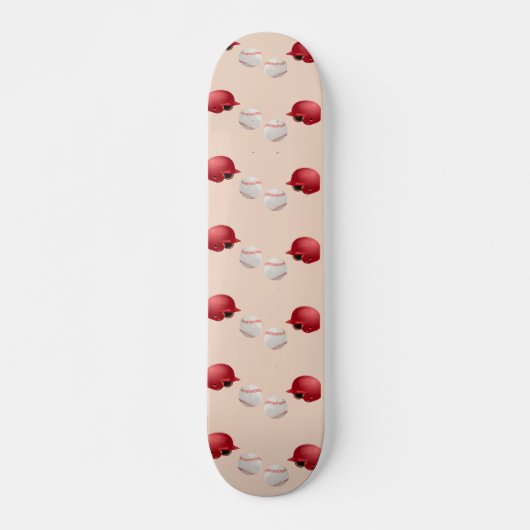 Baseball helm en ballen op persoonlijk skateboard (Voorkant)
