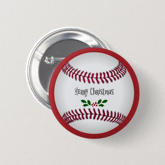 Baseball Holiday Design, prettig kerstfeest Ronde Button 5,7 Cm (Voorkant /achterkant)