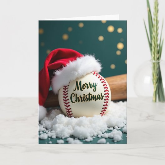 Baseball Holiday Merry Christmas Card Kaart (Voorkant)