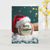 Baseball Holiday Merry Christmas Card Kaart (Gele Bloem)