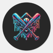 Baseball Home Bord Drip Baseball Drip Baseball Ic Ronde Sticker (Voorkant)