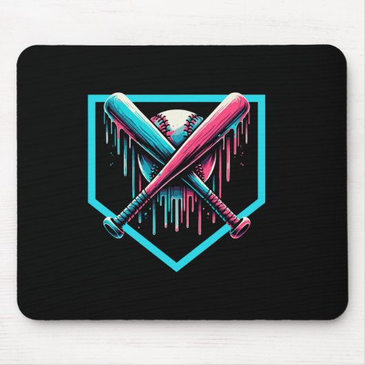 Baseball Home Bord Drip Boys Baseball Bat Muismat (Voorkant)