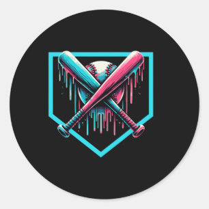 Baseball Home Bord Drip Boys Baseball Bat Ronde Sticker