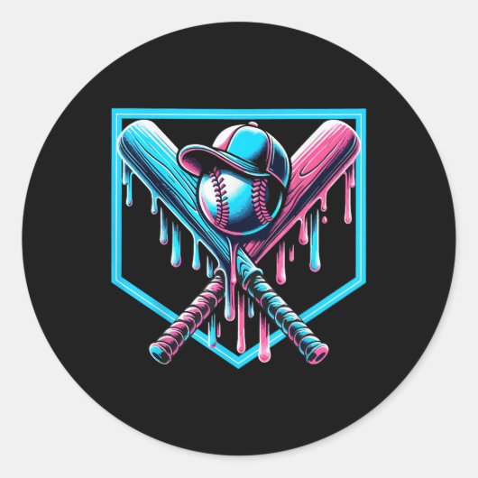 Baseball Home Bord Drip Boys Baseball Bat Ronde Sticker (Voorkant)
