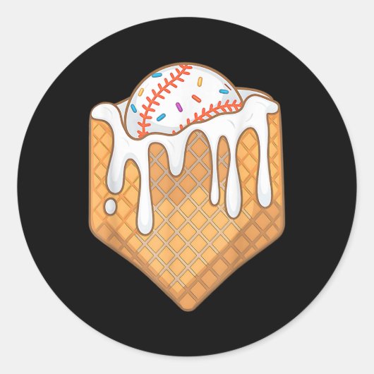 Baseball Home Bord Ice Cream Drip Fun Sport Liefde Ronde Sticker (Voorkant)