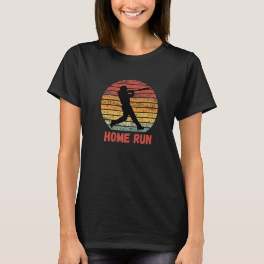  Baseball Home run Batter Swinging Retro Su T-shirt (Voorkant)