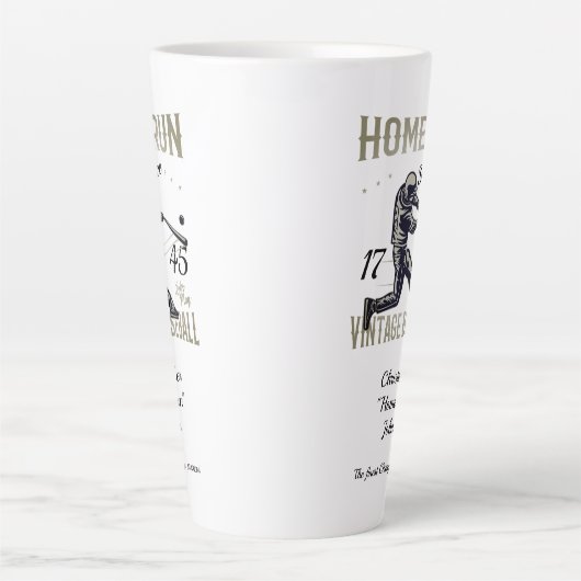  Baseball Home Run gepersonaliseerd Latte Mok (Voorkant)