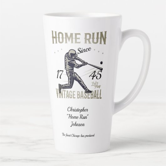 Baseball Home Run gepersonaliseerd Latte Mok (Rechts)
