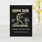 Baseball Home Run Retro Verjaardag Kaart (Gele Bloem)