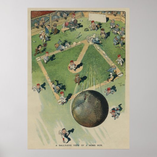 Baseball Home run - Vogels Ooglicht Uitzicht Poster (Voorkant)