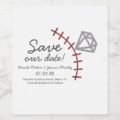 Baseball Homerun Diamant Edelsteen Save The Date   Wijn Etiket (Enkel label)