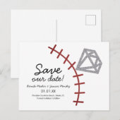 Baseball Homerun Diamond Gem sparen de datum Aankondigingskaart (Voorkant / Achterkant)